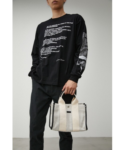 AZUL by moussy(アズールバイマウジー)の「SQUARE CANVAS TOTE BAG/スクエアキャンバストートバッグ(トートバッグ・メンズ・オフホワイト/ブラック・FREE)」の4枚目の写真