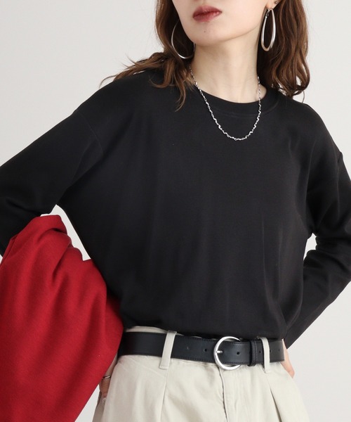 セール】atONE ラウンドヘム サイドスリット ロングTシャツ 長袖（T