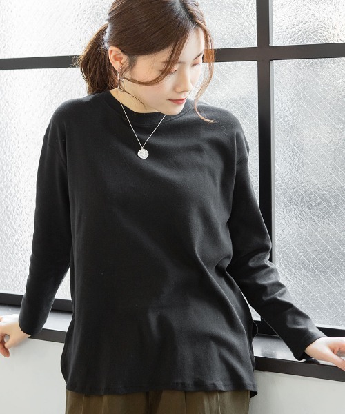 セール】atONE ラウンドヘム サイドスリット ロングTシャツ 長袖（T