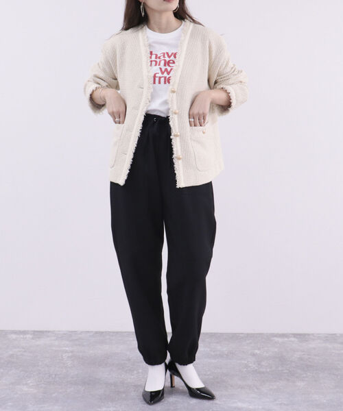 fredy emue（フレディエミュ）の「ダブルクロスジョガーパンツ（その他パンツ・レディース・オフホワイト/ブラック/ライトグレー・38）」の11枚目の写真