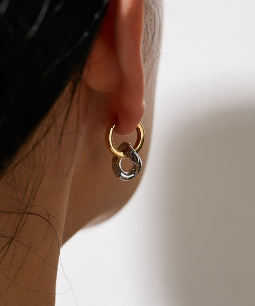 バイカラー2WAYフープピアス（ピアス（両耳用））｜ear