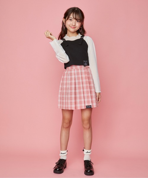 JENNI love（ジェニィラブ）の「テレコビスチェ付きシアーロンT（Tシャツ/カットソー・キッズ・サックスブルー/ブラック/ベージュ・130cm/140cm/150cm/160cm）」の4枚目の写真