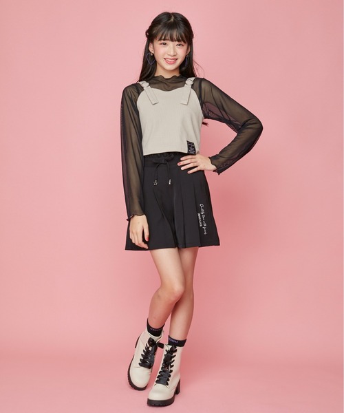 JENNI love（ジェニィラブ）の「テレコビスチェ付きシアーロンT（Tシャツ/カットソー・キッズ・サックスブルー/ブラック/ベージュ・130cm/140cm/150cm/160cm）」の5枚目の写真