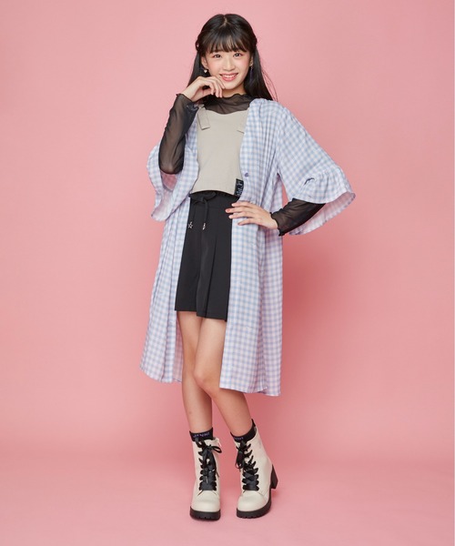 JENNI love（ジェニィラブ）の「テレコビスチェ付きシアーロンT（Tシャツ/カットソー・キッズ・サックスブルー/ブラック/ベージュ・130cm/140cm/150cm/160cm）」の6枚目の写真