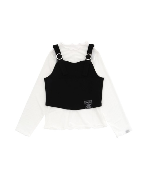 JENNI love（ジェニィラブ）の「テレコビスチェ付きシアーロンT（Tシャツ/カットソー・キッズ・サックスブルー/ブラック/ベージュ・130cm/140cm/150cm/160cm）」の8枚目の写真