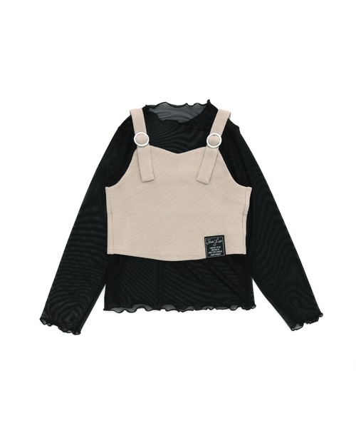 JENNI love（ジェニィラブ）の「テレコビスチェ付きシアーロンT（Tシャツ/カットソー・キッズ・サックスブルー/ブラック/ベージュ・130cm/140cm/150cm/160cm）」の12枚目の写真