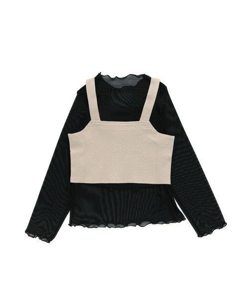 JENNI love（ジェニィラブ）の「テレコビスチェ付きシアーロンT（Tシャツ/カットソー・キッズ・サックスブルー/ブラック/ベージュ・130cm/140cm/150cm/160cm）」の13枚目の写真