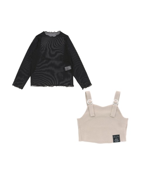 JENNI love（ジェニィラブ）の「テレコビスチェ付きシアーロンT（Tシャツ/カットソー・キッズ・サックスブルー/ブラック/ベージュ・130cm/140cm/150cm/160cm）」の14枚目の写真
