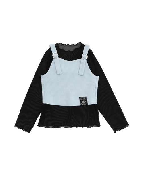 JENNI love（ジェニィラブ）の「テレコビスチェ付きシアーロンT（Tシャツ/カットソー・キッズ・サックスブルー/ブラック/ベージュ・130cm/140cm/150cm/160cm）」の16枚目の写真