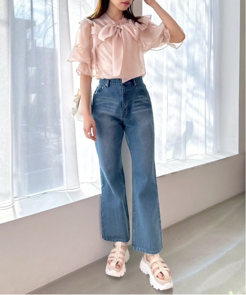 OLIVE des OLIVE（オリーブデオリーブ）の「【S/Mサイズ】セミフレアデニムパンツ（デニムパンツ・レディース・ブルー/サックスブルー/ピンク・SMALL/MEDIUM）」の13枚目の写真