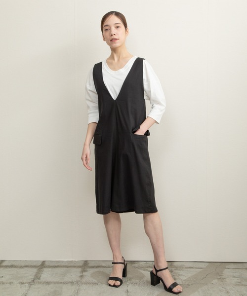 Liyoca(リヨカ)の「【Liyoca】リネンテンセルハーフサロペット(サロペット/オーバーオール・レディース・ブラック/ベージュ・FREE)」の11枚目の写真
