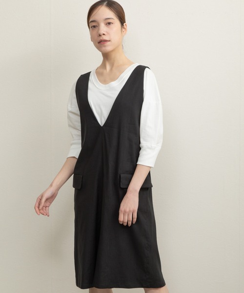 Liyoca(リヨカ)の「【Liyoca】リネンテンセルハーフサロペット(サロペット/オーバーオール・レディース・ブラック/ベージュ・FREE)」の12枚目の写真