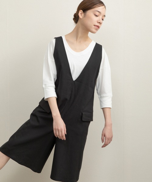 Liyoca(リヨカ)の「【Liyoca】リネンテンセルハーフサロペット(サロペット/オーバーオール・レディース・ブラック/ベージュ・FREE)」の15枚目の写真
