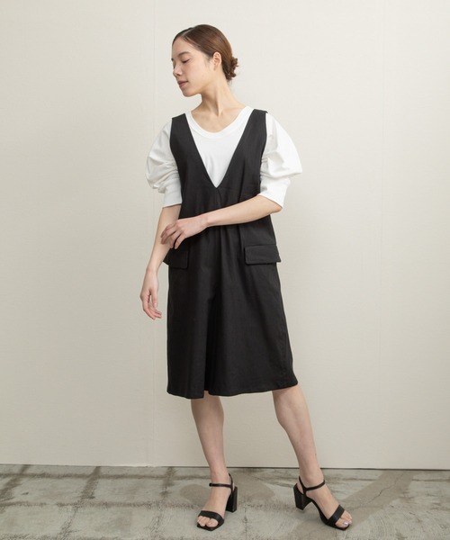 Liyoca(リヨカ)の「【Liyoca】リネンテンセルハーフサロペット(サロペット/オーバーオール・レディース・ブラック/ベージュ・FREE)」の16枚目の写真