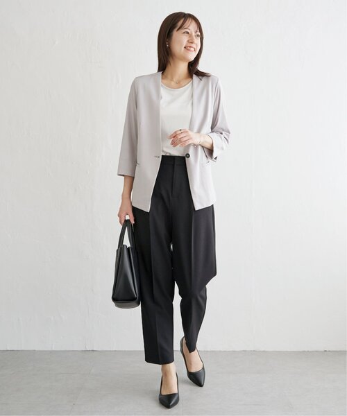 IKKA LOUNGE(イッカラウンジ)の「【接触冷感/セットアップ対応】ひやっとBeasystretchジャケット(テーラードジャケット・レディース・ネイビー/ライトグレー・S/L/M)」の6枚目の写真