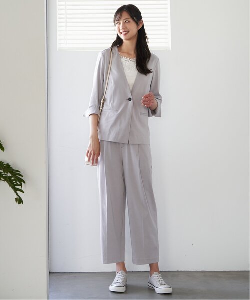 IKKA LOUNGE(イッカラウンジ)の「【接触冷感/セットアップ対応】ひやっとBeasystretchジャケット(テーラードジャケット・レディース・ネイビー/ライトグレー・S/L/M)」の13枚目の写真