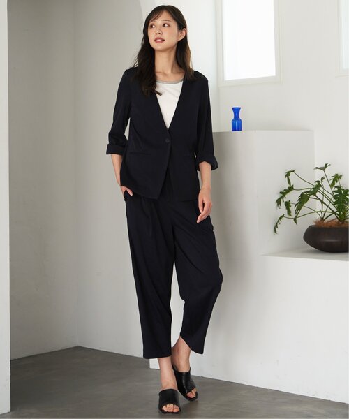 IKKA LOUNGE(イッカラウンジ)の「【接触冷感/セットアップ対応】ひやっとBeasystretchジャケット(テーラードジャケット・レディース・ネイビー/ライトグレー・S/L/M)」の15枚目の写真