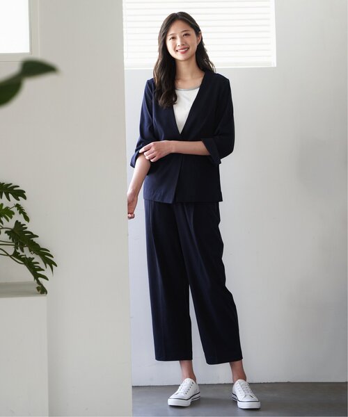 IKKA LOUNGE(イッカラウンジ)の「【接触冷感/セットアップ対応】ひやっとBeasystretchジャケット(テーラードジャケット・レディース・ネイビー/ライトグレー・S/L/M)」の16枚目の写真