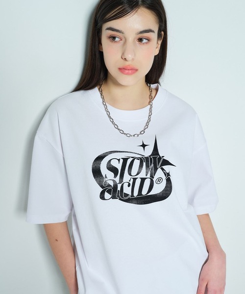 SLOWACID（スローアシッド）の「【UNISEX】SLOW ACID／STAR LOGO T 2908795（Tシャツ/カットソー・レディース・カーキ/ブラック/ホワイト・SMALL/MEDIUM/LARGE）」の21枚目の写真