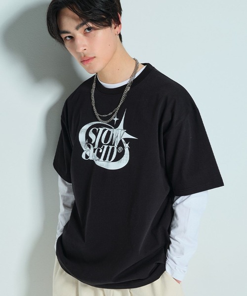 SLOWACID（スローアシッド）の「【UNISEX】SLOW ACID／STAR LOGO T 2908795（Tシャツ/カットソー・レディース・カーキ/ブラック/ホワイト・SMALL/MEDIUM/LARGE）」の5枚目の写真
