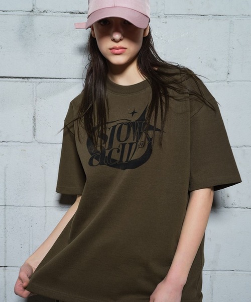 SLOWACID（スローアシッド）の「【UNISEX】SLOW ACID／STAR LOGO T 2908795（Tシャツ/カットソー・レディース・カーキ/ブラック/ホワイト・SMALL/MEDIUM/LARGE）」の10枚目の写真