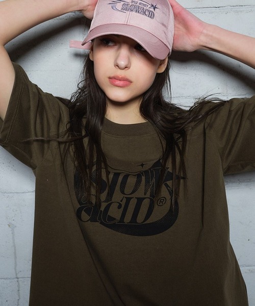 SLOWACID（スローアシッド）の「【UNISEX】SLOW ACID／STAR LOGO T 2908795（Tシャツ/カットソー・レディース・カーキ/ブラック/ホワイト・SMALL/MEDIUM/LARGE）」の4枚目の写真