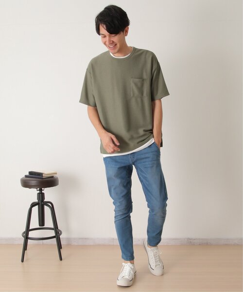 ikka(イッカ)の「【2点セット】リップルTシャツインナーセット(Tシャツ/カットソー・メンズ・オリーブ/ベージュ/ネイビー・S/M/L/XL)」の17枚目の写真