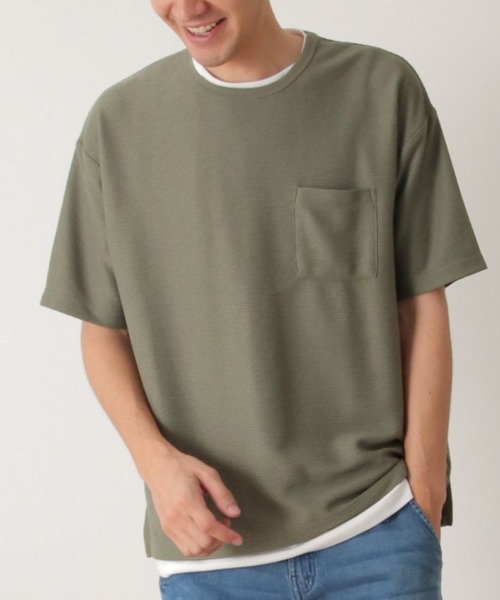 ikka(イッカ)の「【2点セット】リップルTシャツインナーセット(Tシャツ/カットソー・メンズ・オリーブ/ベージュ/ネイビー・S/M/L/XL)」の3枚目の写真