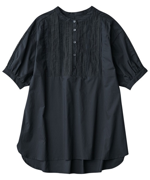 【セール】ピンタックレース使いチュニックブラウス（チュニック）｜Viola e Viola（ヴィオラエヴィオラ）