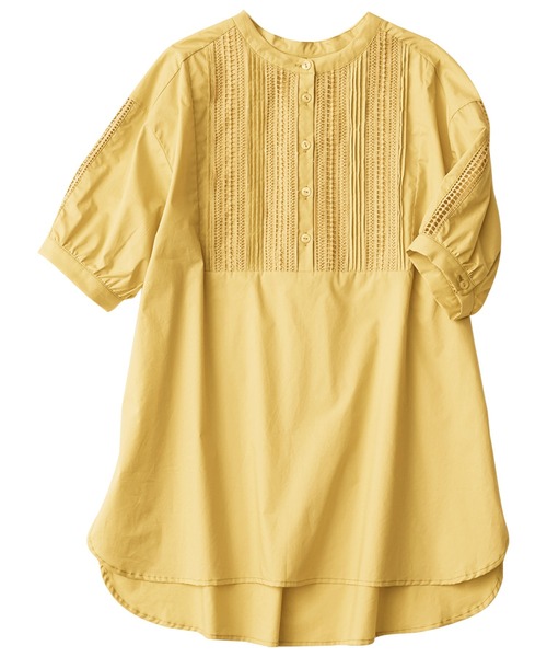 【セール】ピンタックレース使いチュニックブラウス（チュニック）｜Viola e Viola（ヴィオラエヴィオラ）