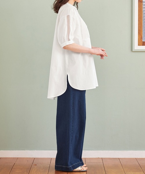 【セール】ピンタックレース使いチュニックブラウス（チュニック）｜Viola e Viola（ヴィオラエヴィオラ）