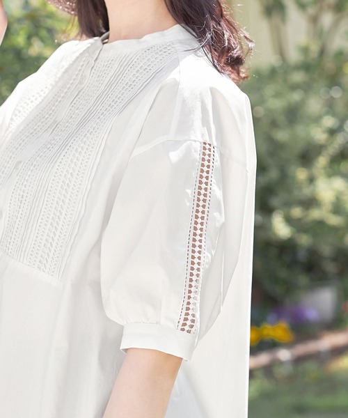 【セール】ピンタックレース使いチュニックブラウス（チュニック）｜Viola e Viola（ヴィオラエヴィオラ）