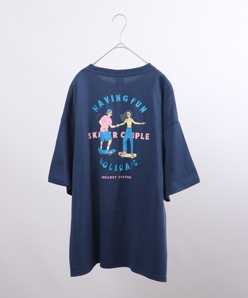 spiritoso(スピリトーゾ)の「spiritoso スケーター カップルプリント 半袖Tシャツ(Tシャツ/カットソー・レディース・ネイビー/オレンジ・F)」の16枚目の写真