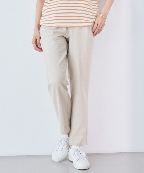 CROSS FUNCTION（クロスファンクション）の「《ストレッチ・シワになりにくい》さらっと速乾 きれいめイージータックパンツ【CF/クロスファンクション】（その他パンツ・レディース・アーミー/ライトベージュ/クリアブラック/ロイヤルブルー/クリーム/アイボリー/ネイビー/ベージュ/カーキ/チャコールグレー/ブラック・M/L/LL）」の6枚目の写真