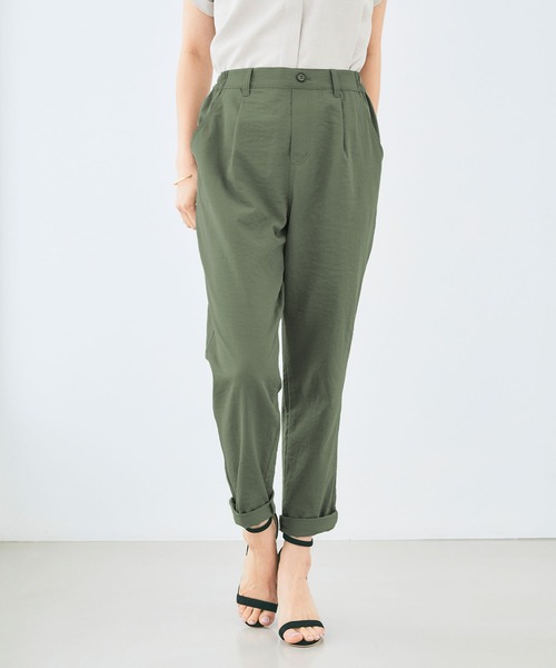 CROSS FUNCTION（クロスファンクション）の「《ストレッチ・シワになりにくい》さらっと速乾 きれいめイージータックパンツ【CF/クロスファンクション】（その他パンツ・レディース・アーミー/ライトベージュ/クリアブラック/ロイヤルブルー/クリーム/アイボリー/ネイビー/ベージュ/カーキ/チャコールグレー/ブラック・M/L/LL）」の8枚目の写真