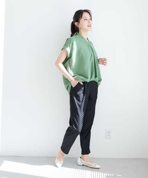 CROSS FUNCTION（クロスファンクション）の「《ストレッチ・シワになりにくい》さらっと速乾 きれいめイージータックパンツ【CF/クロスファンクション】（その他パンツ・レディース・アーミー/ライトベージュ/クリアブラック/ロイヤルブルー/クリーム/アイボリー/ネイビー/ベージュ/カーキ/チャコールグレー/ブラック・M/L/LL）」の14枚目の写真