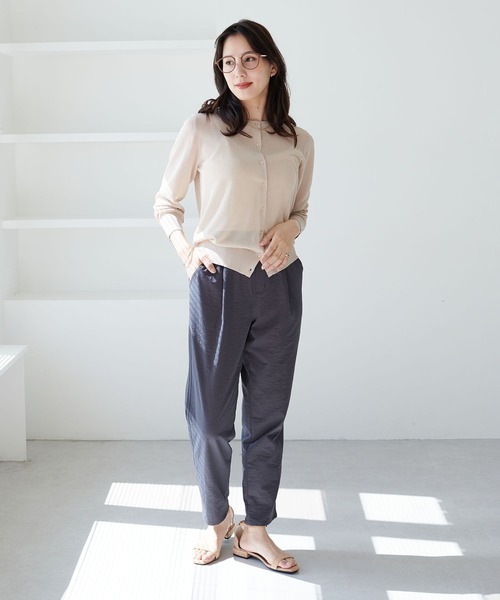 CROSS FUNCTION（クロスファンクション）の「《ストレッチ・シワになりにくい》さらっと速乾 きれいめイージータックパンツ【CF/クロスファンクション】（その他パンツ・レディース・アーミー/ライトベージュ/クリアブラック/ロイヤルブルー/クリーム/アイボリー/ネイビー/ベージュ/カーキ/チャコールグレー/ブラック・M/L/LL）」の19枚目の写真