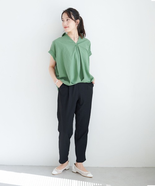 CROSS FUNCTION（クロスファンクション）の「《ストレッチ・シワになりにくい》さらっと速乾 きれいめイージータックパンツ【CF/クロスファンクション】（その他パンツ・レディース・アーミー/ライトベージュ/クリアブラック/ロイヤルブルー/クリーム/アイボリー/ネイビー/ベージュ/カーキ/チャコールグレー/ブラック・M/L/LL）」の15枚目の写真