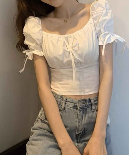 SPIGA（スピーガ）の「袖ﾘﾎﾞﾝ2wayﾌﾘﾙﾌﾞﾗｳｽ（シャツ/ブラウス・レディース・ホワイト/ブラック/ブルー/ピンク・FREE）」の2枚目の写真