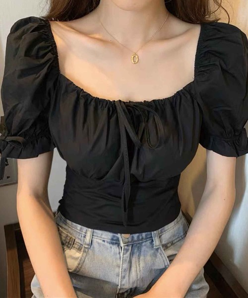 SPIGA（スピーガ）の「袖ﾘﾎﾞﾝ2wayﾌﾘﾙﾌﾞﾗｳｽ（シャツ/ブラウス・レディース・ホワイト/ブラック/ブルー/ピンク・FREE）」の3枚目の写真