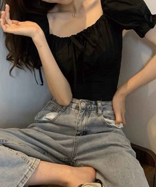 SPIGA（スピーガ）の「袖ﾘﾎﾞﾝ2wayﾌﾘﾙﾌﾞﾗｳｽ（シャツ/ブラウス・レディース・ホワイト/ブラック/ブルー/ピンク・FREE）」の5枚目の写真