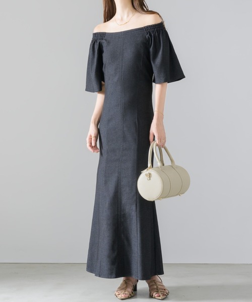 Keinarita オフショルワンピースネイビーsand dress