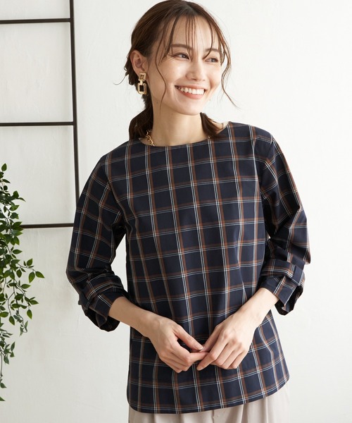 IKKA LOUNGE（イッカラウンジ）の「袖リボンブラウス（シャツ/ブラウス・レディース・その他1/ネイビー/ブラウン/グレー・S/M/L）」の19枚目の写真