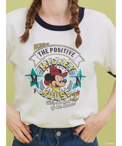 Disney(ディズニー)の「リンガーTシャツ/Mickey(Tシャツ/カットソー・レディース・レッド/ネイビー・FREE)」の12枚目の写真
