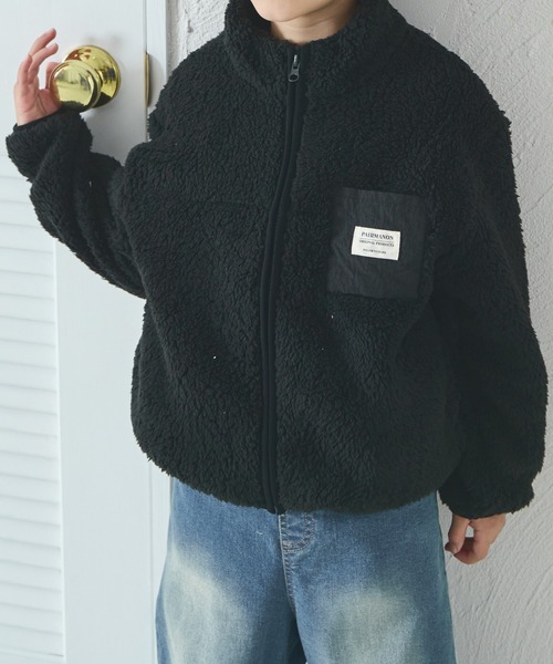 pairmanon（ペアマノン）の「ボア 配色 スタンドカラー ジャケット（その他アウター・キッズ・ピンク/その他/ベージュ/ブラック/ブラウン/ブルー/パープル/ブラック系その他/モカ/グリーン系その他/イエロー/テラコッタ/ピンク系その他/ブルー系その他/その他1/ミント・110/120/130/100/90/150/140）」の17枚目の写真