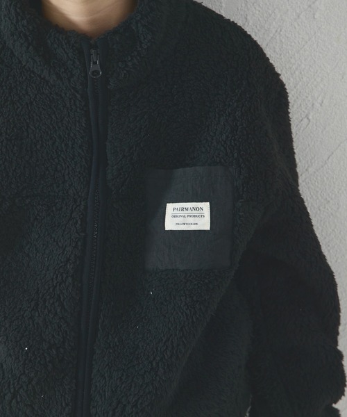 pairmanon（ペアマノン）の「ボア 配色 スタンドカラー ジャケット（その他アウター・キッズ・ピンク/その他/ベージュ/ブラック/ブラウン/ブルー/パープル/ブラック系その他/モカ/グリーン系その他/イエロー/テラコッタ/ピンク系その他/ブルー系その他/その他1/ミント・110/120/130/100/90/150/140）」の18枚目の写真