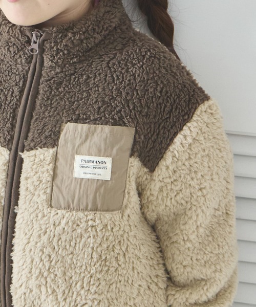 ボア 配色 スタンドカラー ジャケット（その他アウター）｜pairmanon