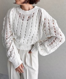 LOWRYS FARM | スカシアミパワショルプルオーバーLS  975082(ニット/セーター)