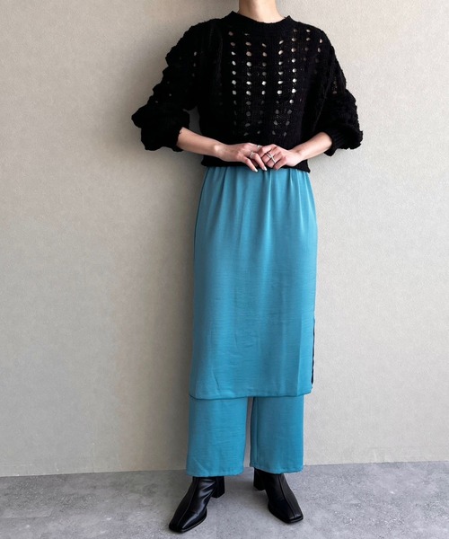 LOWRYS FARM（ローリーズファーム）の「スカシアミパワショルプルオーバーLS  975082（ニット/セーター・レディース・ブラック/アイボリー/ネイビー・FREE）」の7枚目の写真