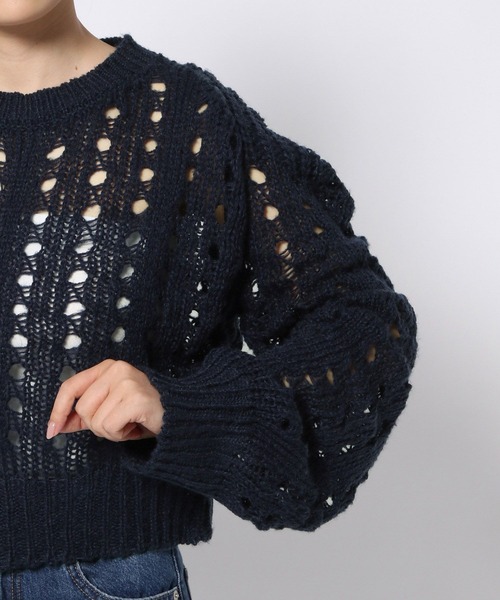 LOWRYS FARM（ローリーズファーム）の「スカシアミパワショルプルオーバーLS  975082（ニット/セーター・レディース・ブラック/アイボリー/ネイビー・FREE）」の17枚目の写真